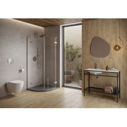 Cersanit City kabina prysznicowa 90x90 cm półokrągła złoty połysk/szkło przezroczyste S584-073