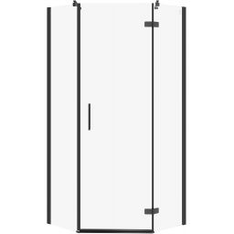 Cersanit City kabina prysznicowa 90x90 cm pięciokątna prawa czarny mat/szkło przezroczyste S584-082