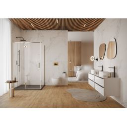 Cersanit City kabina prysznicowa 90x90 cm kwadratowa lewa złoty połysk/szkło przezroczyste S584-108