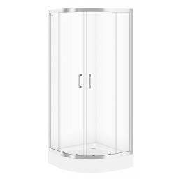 Cersanit Basic kabina z brodzikiem 80x80 cm półokrągła chrom połysk/szkło przezroczyste S601-117