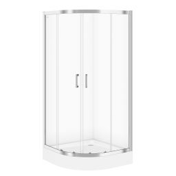 Cersanit Basic kabina z brodzikiem 90x90 cm półokrągła chrom połysk/szkło przezroczyste S601-118