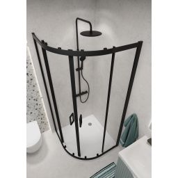 Cersanit Arteco kabina prysznicowa 80x80 cm półokrągła czarny mat/szkło przezroczyste S913-013