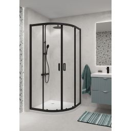 Cersanit Arteco kabina prysznicowa 90x90 cm półokrągła czarny mat/szkło przezroczyste S913-014