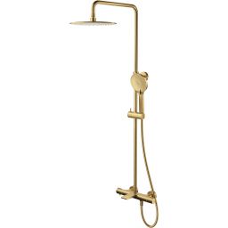 Cersanit Virgo zestaw wannowo-prysznicowy ścienny termostatyczny z deszczownicą złoty S951-864
