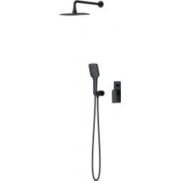 Cersanit Larga zestaw prysznicowy podtynkowy z deszczownicą czarny mat S952-031