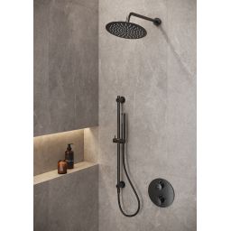 Cersanit Zen zestaw prysznicowy podtynkowy termostatyczny z deszczownicą czarny-gun metal S952-046
