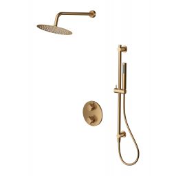 Cersanit Zen zestaw prysznicowy podtynkowy termostatyczny z deszczownicą miedź szczotkowana S952-050
