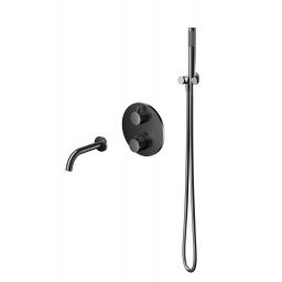 Cersanit Zen zestaw prysznicowy podtynkowy termostatyczny czarny-gun metal S952-055