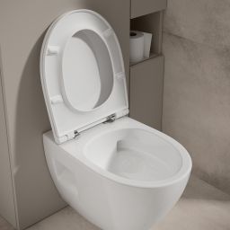 Cersanit Moduo miska WC z deską wolnoopadającą wisząca bez kołnierza ze spłukiwaniem wirowym biały połysk S4013-010