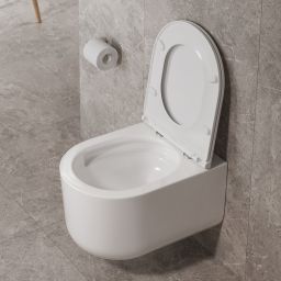 Cersanit Intro miska WC z deską wolnoopadającą wisząca bez kołnierza ze spłukiwaniem wirowym biały połysk S4038-001