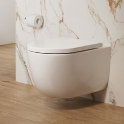 Cersanit Navado miska WC z deską wolnoopadającą wisząca bez kołnierza ze spłukiwaniem wirowym biały połysk S4036-001