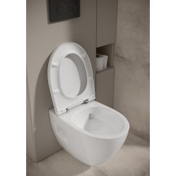 Cersanit Moduo miska WC z deską wolnoopadającą wisząca bez kołnierza ze spłukiwaniem wirowym biały połysk S4013-010