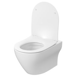 Cersanit Larga miska WC z deską wolnoopadającą wisząca bez kołnierza ze spłukiwaniem wirowym biały S4026-009
