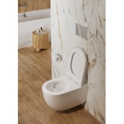 Cersanit Navado miska WC z deską wolnoopadającą wisząca bez kołnierza ze spłukiwaniem wirowym biały połysk S4036-001