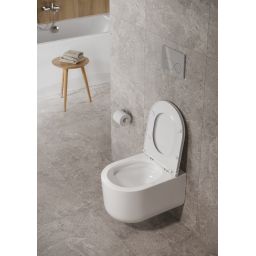 Cersanit Intro miska WC z deską wolnoopadającą wisząca bez kołnierza ze spłukiwaniem wirowym biały połysk S4038-001