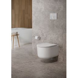 Cersanit Intro miska WC z deską wolnoopadającą wisząca bez kołnierza ze spłukiwaniem wirowym biały połysk S4038-001