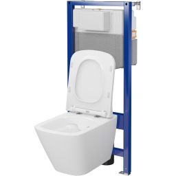 Zestaw Cersanit City Square miska WC CleanOn z deską wolnoopadającą i stelaż podtynkowy Aqua 2.0 S701-796