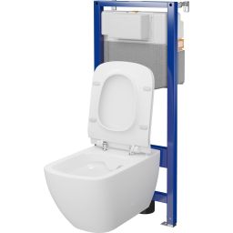 Zestaw Cersanit Virgo miska WC CleanOn z deską wolnoopadającą i stelaż podtynkowy Aqua 2.0 S701-805
