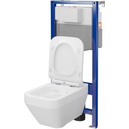 Zestaw Cersanit Crea Square miska WC CleanOn z deską wolnoopadającą i stelaż podtynkowy Aqua 2.0 S701-810