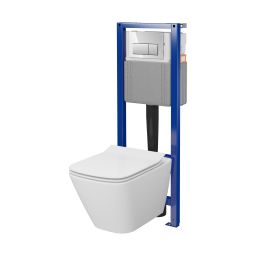 Mito Mesto Square zestaw miska z deską i stelaż z przyciskiem S701-830