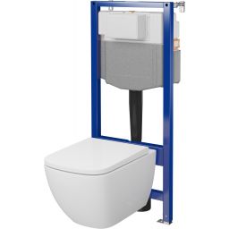 Zestaw Cersanit Zen Pro squere miska WC CleanOn spłukiwanie wirowe z deską wolnoopadającą i stelaż podtynkowy Aqua 2.0 S701-886