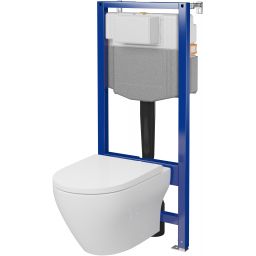 Zestaw Cersanit Larga Pro oval miska WC CleanOn spłukiwanie wirowe z deską wolnoopadającą i stelaż podtynkowy Aqua 2.0 S701-893