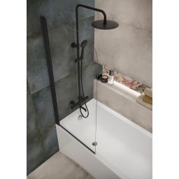 Cersanit Easy parawan nawannowy 70 cm 1-częściowy czarny mat/szkło przezroczyste S1037-001