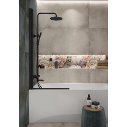 Cersanit Easy parawan nawannowy 70 cm 1-częściowy czarny mat/szkło przezroczyste S1037-001