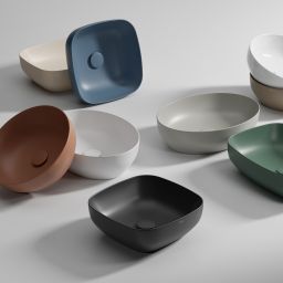 Cersanit Larga umywalka 38x38 cm nablatowa kwadratowa niebieski mat K677-064