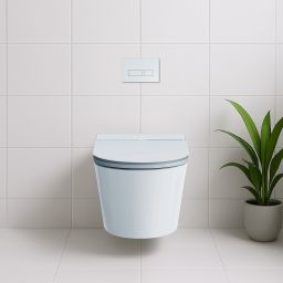 Clean Wave Breeze toaleta myjąca ze stelażem i przyciskiem wisząca bez kołnierza ze spłukiwaniem wirowym biała B700SET