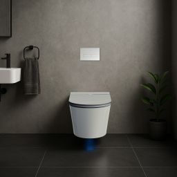 Clean Wave Breeze toaleta myjąca ze stelażem i przyciskiem wisząca bez kołnierza ze spłukiwaniem wirowym biała B700SET