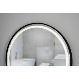 Dubiel Vitrum Moon lustro 70x70 cm okrągłe z oświetleniem LED rama czarna