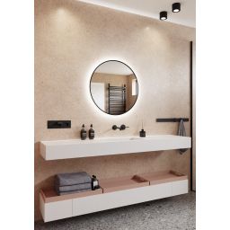 Dubiel Vitrum Zoe lustro 60x60 cm okrągłe z oświetleniem czarny