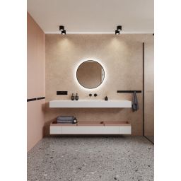 Dubiel Vitrum Zoe lustro 60x60 cm okrągłe z oświetleniem czarny