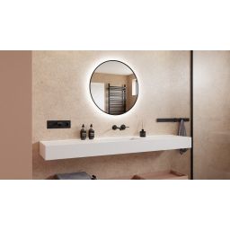 Dubiel Vitrum Zoe lustro 70x70 cm okrągłe z oświetleniem czarny