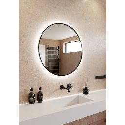 Dubiel Vitrum Zoe lustro 80x80 cm okrągłe z oświetleniem czarny
