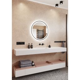 Dubiel Vitrum Holiday lustro 70x70 cm okrągłe z oświetleniem czarny