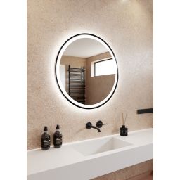 Dubiel Vitrum Holiday lustro 70x70 cm okrągłe z oświetleniem czarny