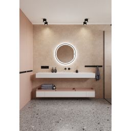 Dubiel Vitrum Holiday lustro 70x70 cm okrągłe z oświetleniem czarny