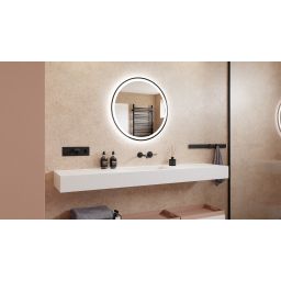 Dubiel Vitrum Holiday lustro 70x70 cm okrągłe z oświetleniem czarny