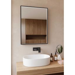 Dubiel Vitrum Poe lustro 60x80 cm prostokątne z oświetleniem czarny