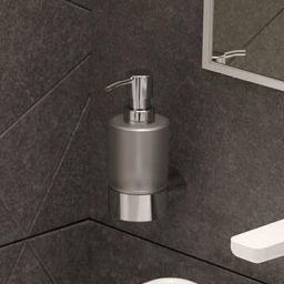 Deante Round dozownik do mydła 200 ml ścienny szkło mleczne/chrom połysk ADR0421