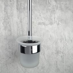 Deante Round szczotka toaletowa ścienna szkło mleczne/chrom połysk ADR0711