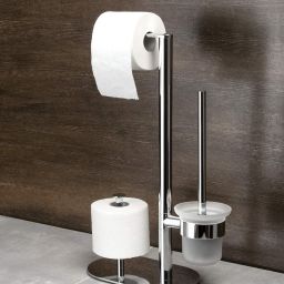 Deante Round stojak na papier toaletowy ze szczotką do WC chrom połysk ADR0732