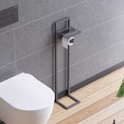 Deante Mokko stojak na papier toaletowy i szczotkę WC czarny mat ADMN242