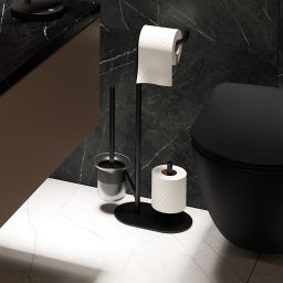 Deante Silia stojak na papier toaletowy ze szczotką do WC czarny mat ADIN732