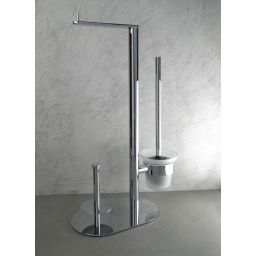 Deante Round stojak na papier toaletowy ze szczotką do WC chrom połysk ADR0732