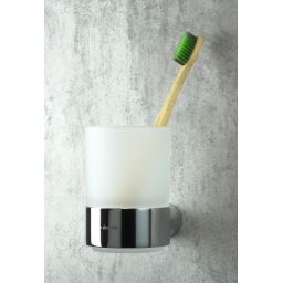 Deante Round kubek na szczoteczki ścienny szkło mleczne/chrom błyszczący ADR0911