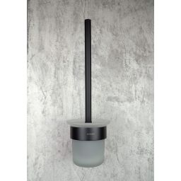 Deante Round szczotka toaletowa ścienna szkło mleczne/czarny mat ADRN711