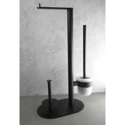 Deante Round stojak na papier toaletowy ze szczotką WC czarny mat ADRN732